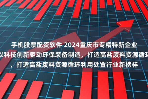 手机股票配资软件 2024重庆市专精特新企业家主题宣传｜李一：以科技创新驱动环保装备制造，打造高盐废料资源循环利用处置行业新榜样
